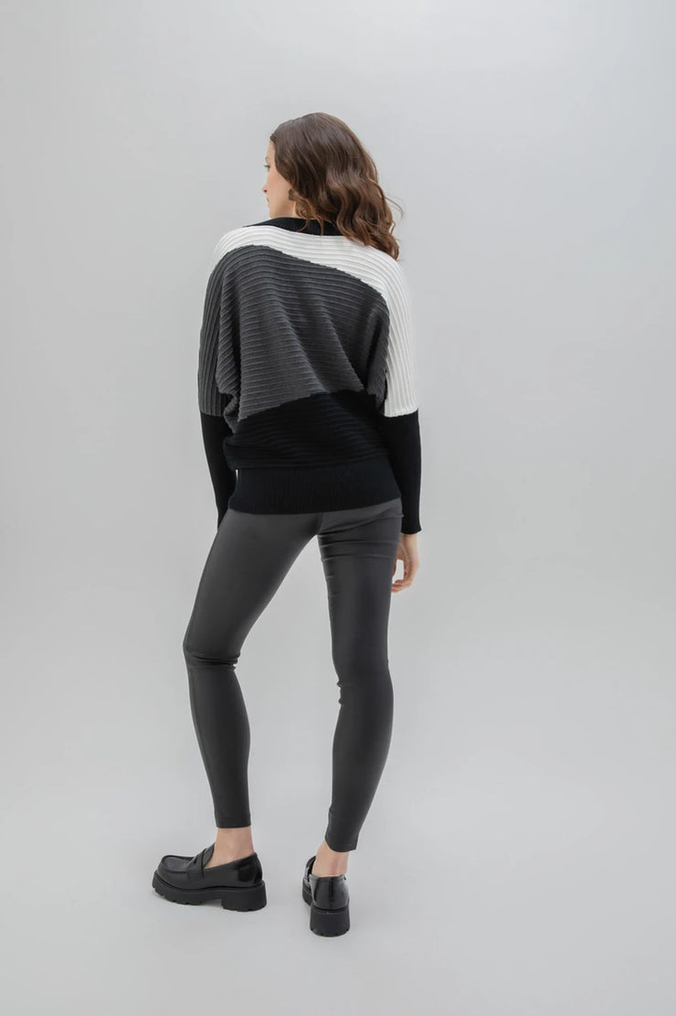 Marble 7567 Black Grey White Block Sweater