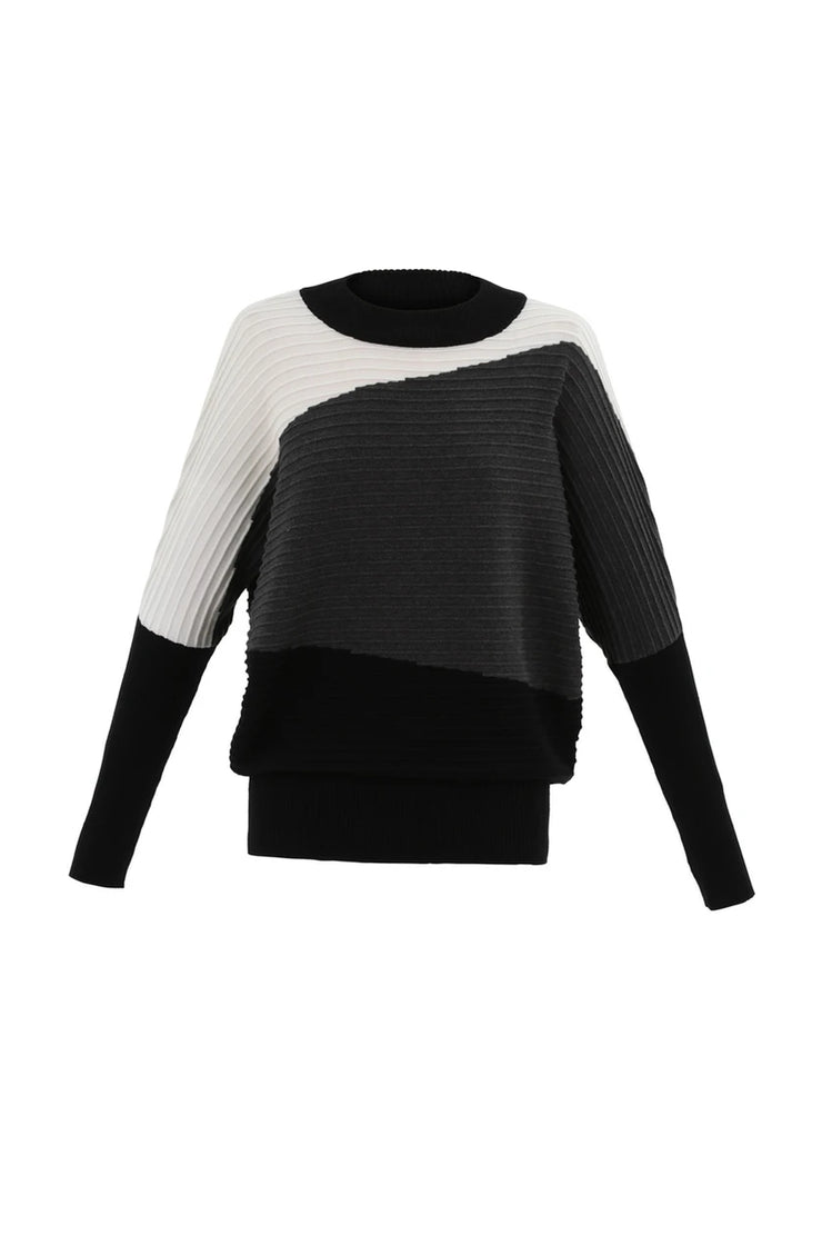 Marble 7567 Black Grey White Block Sweater