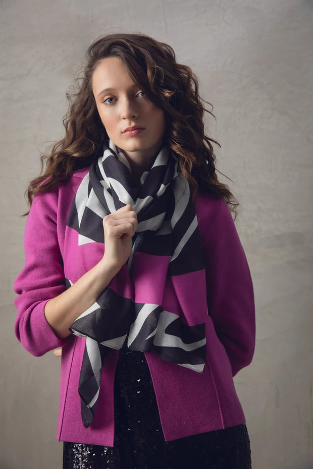 Marble 7686 Black and Pink Scarf