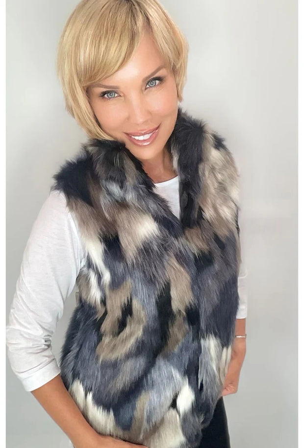 Ethyl Neutral Blue Fur Vest