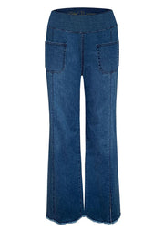 Ethyl Wide Leg Front Pocket Blue Jeans