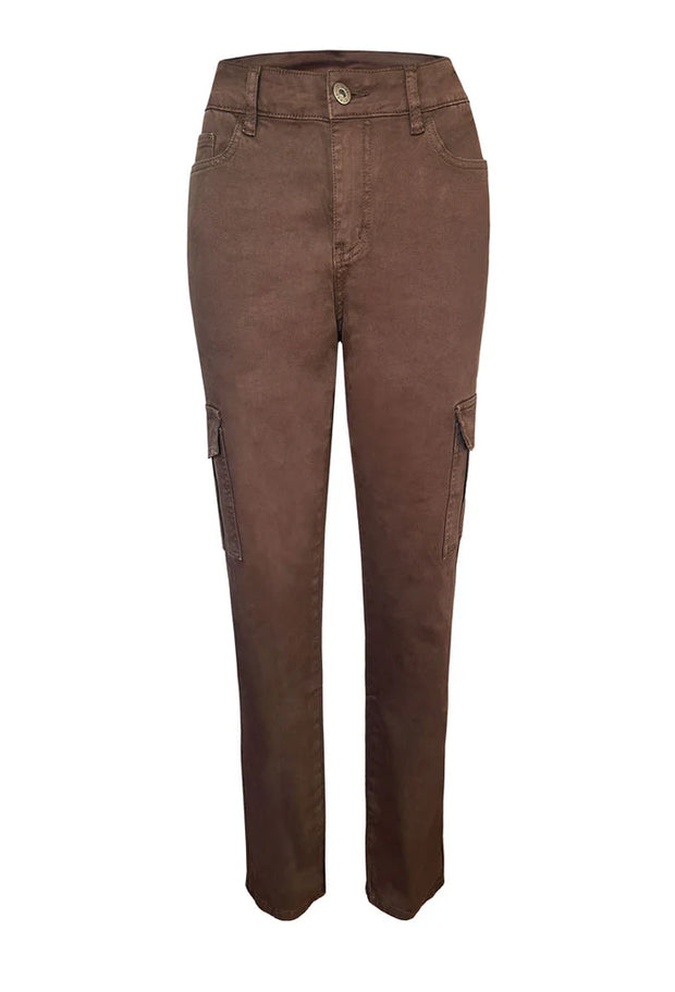 Ethyl Chocolate Cargo Zip Skinny Jean