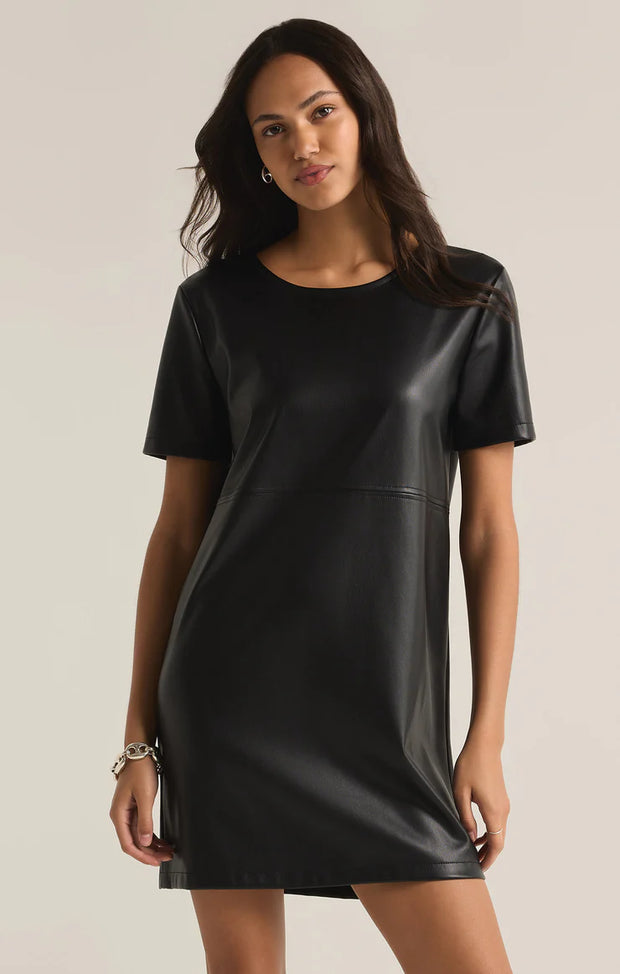 Z Supply Black London Faux Leather Dress