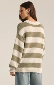 Z Supply Anders Striped Green Knit Sweater