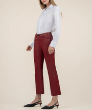 KUT Red Leather Kelsey High Rise Flare