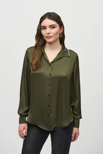 Joseph Ribkoff Green Detailed Collar Blouse 244101