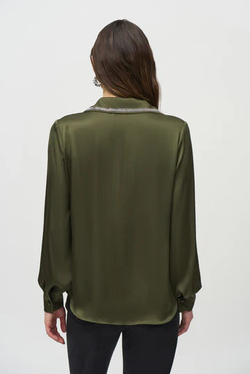 Joseph Ribkoff Green Detailed Collar Blouse 244101