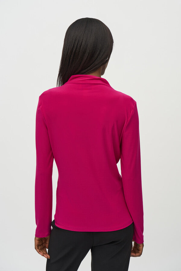 Joseph Ribkoff Berry V-Neck Knotted Blouse 244112