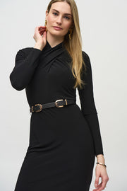 Joseph Ribkoff Black Dress with Belt 244125