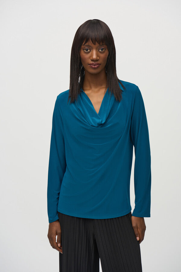 Joseph Ribkoff Blue Long Sleeve Cowl Neck 244226