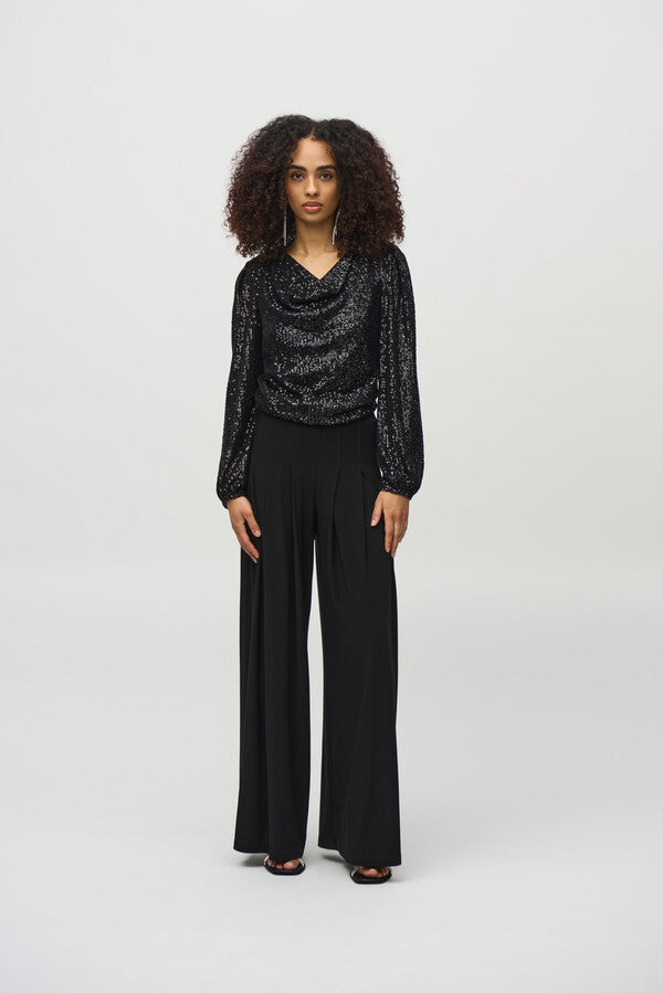 Joseph Ribkoff Black Sequin Blouse 244917