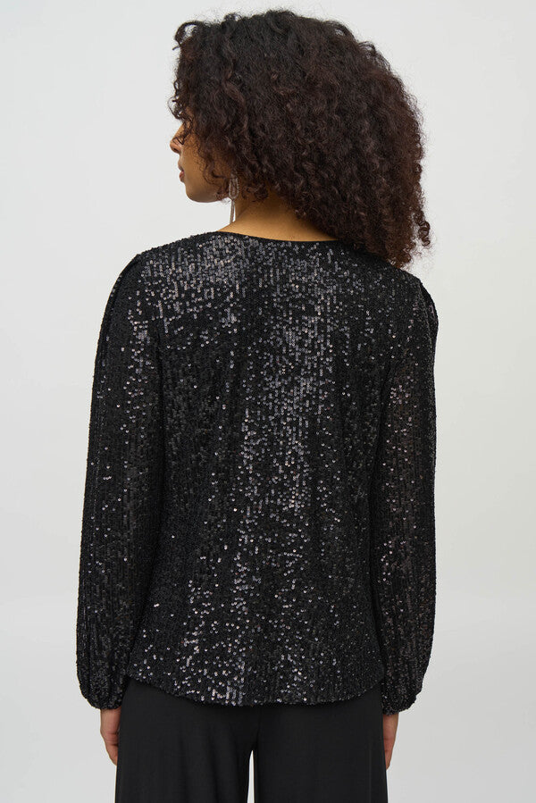 Joseph Ribkoff Black Sequin Blouse 244917