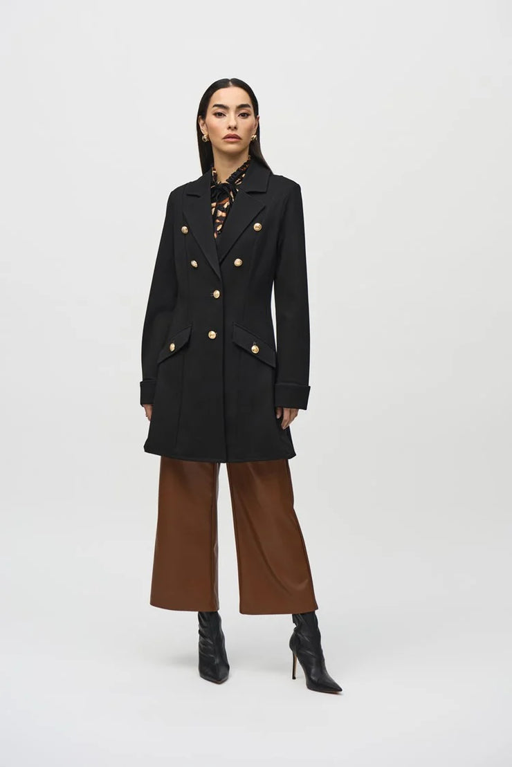 Joseph Ribkoff Black Heavy Knit Military Coat 244951