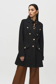 Joseph Ribkoff Black Heavy Knit Military Coat 244951