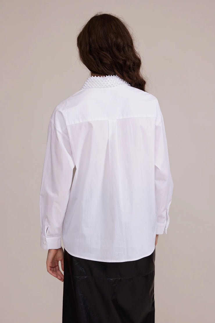 Lucy Paris White Torin Pearl Button Down