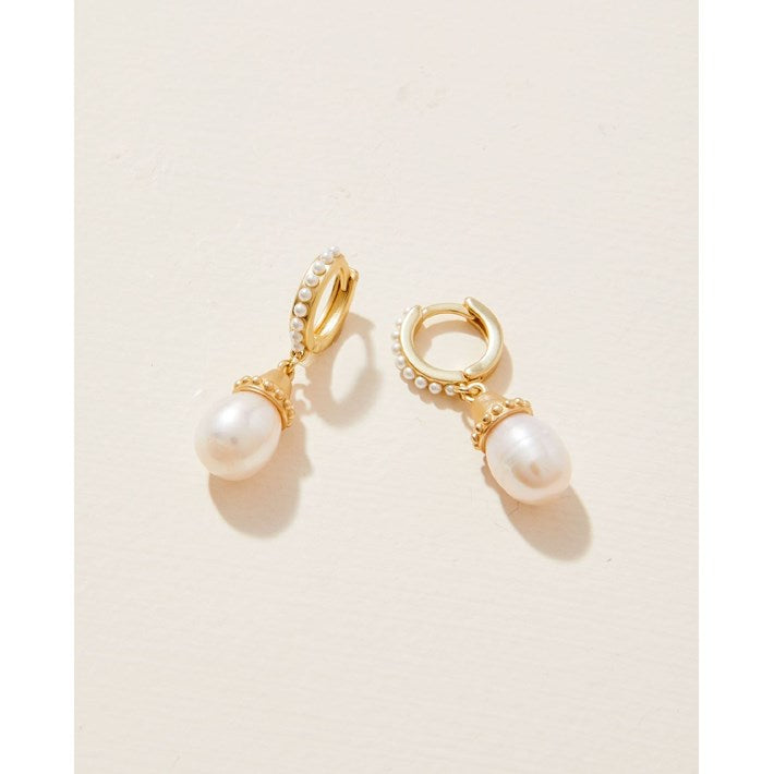 SPARTINA 449 Drop Hoop Earrings Pearl