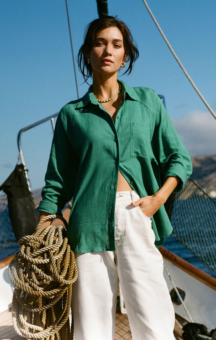 Z SUPPLY THE PERFECT LINEN TOP-GREEN