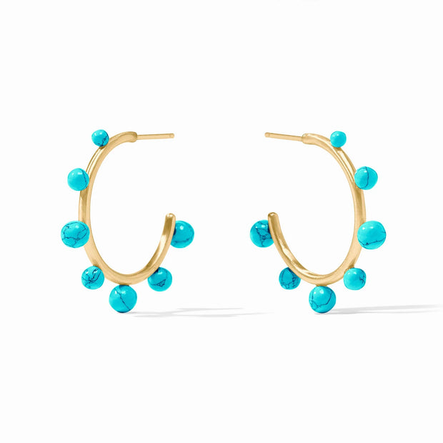 Julie Vos Hydra Stone Hoop Gold-Turquoise Blue- M