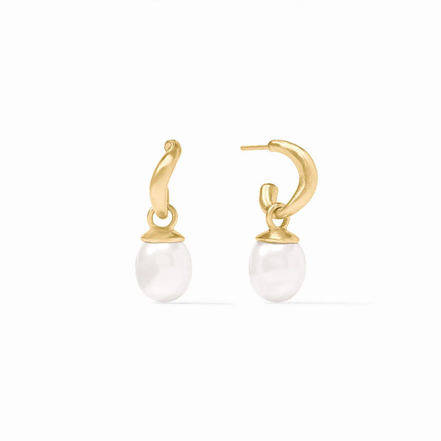 Julie Vos Wave Hoop & Charm Earring-Gold-Pearl