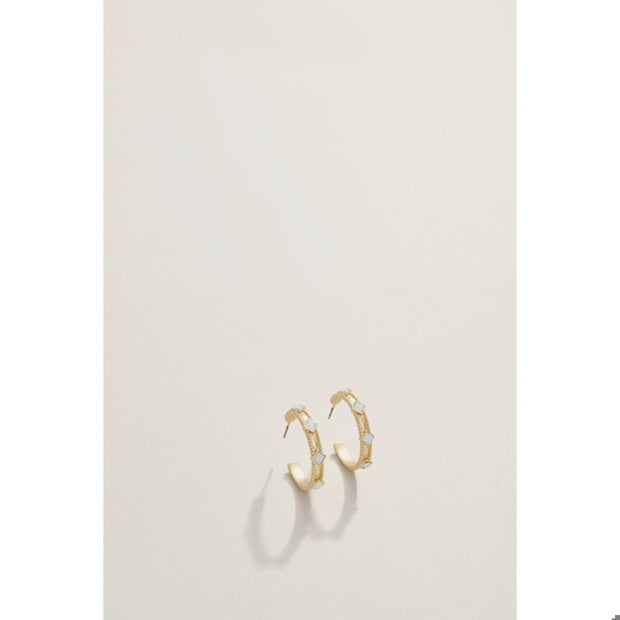 Spartina Harris Hoop Earrings 25mm White Opal 409546