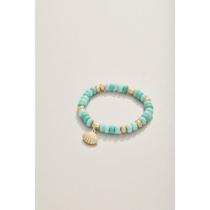 Spartina Charmed Stretch Bracelet 8mm Turquoise/Shell 409737