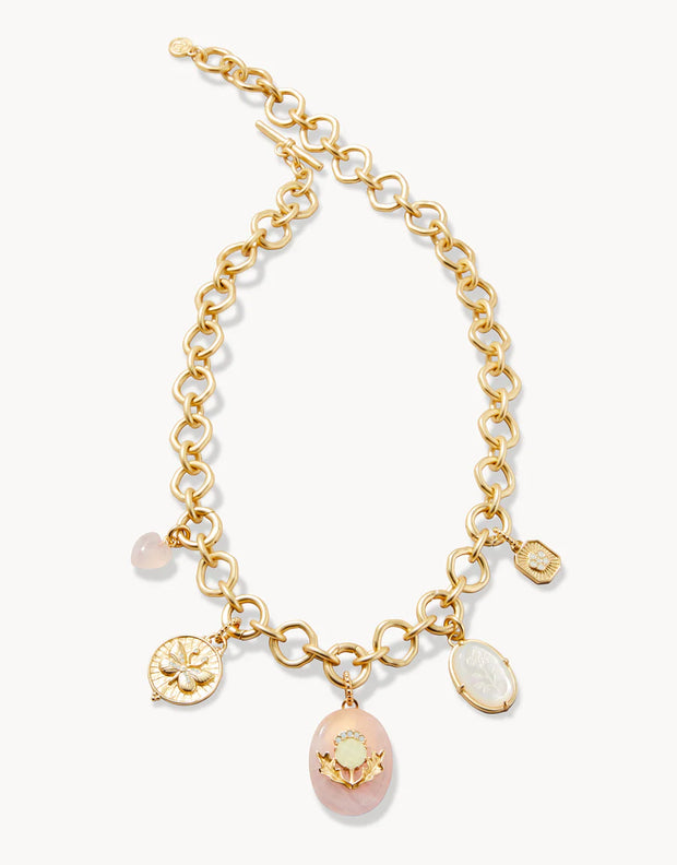 Spartina Lovely Lady Charm Necklace Gold/Crystals
