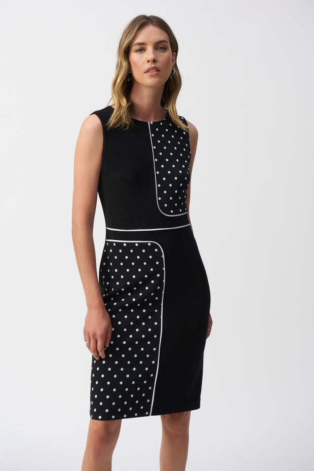 Joseph Ribkoff Silky Knit Dot Print Sleeveless Sheath Dress 251094