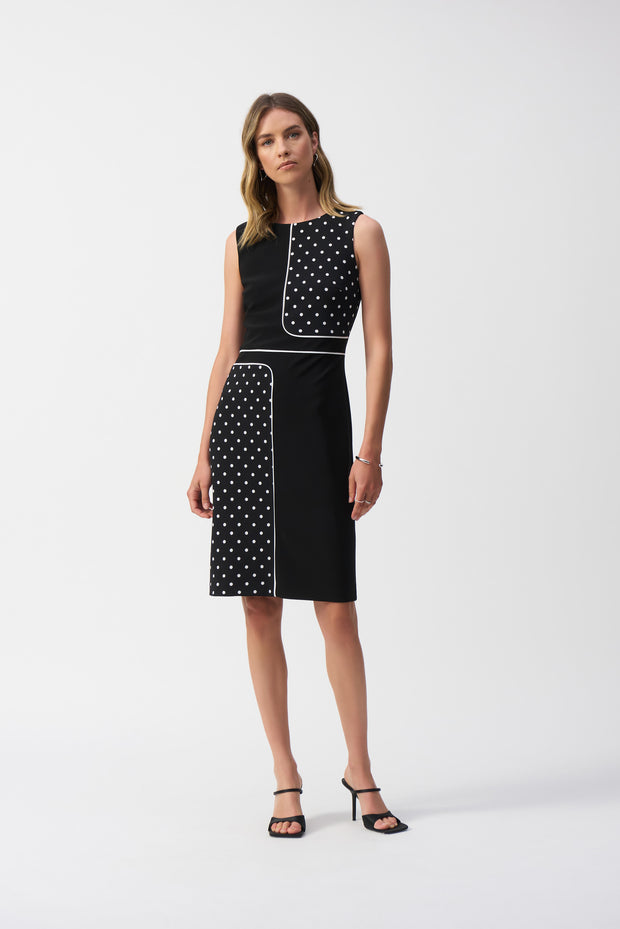 Joseph Ribkoff Silky Knit Dot Print Sleeveless Sheath Dress 251094