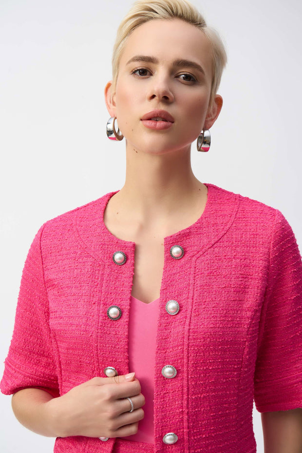 Joseph Ribkoff Bouclé Cropped Jacket With Decorative Buttons 251196