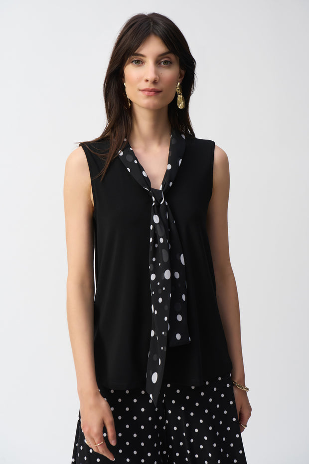 Joseph Ribkoff Silky Knit Top WIth Dot Tie 251078
