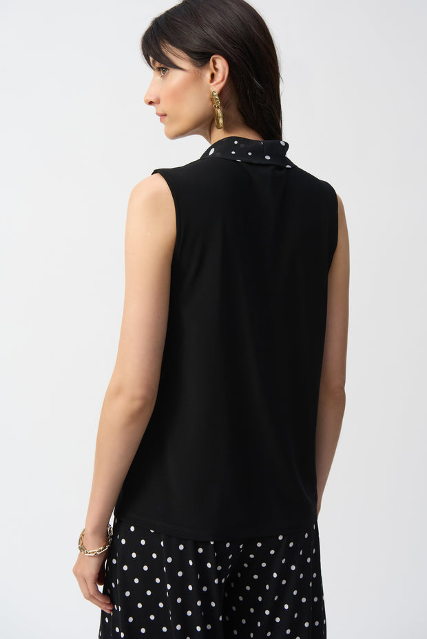 Joseph Ribkoff Silky Knit Top WIth Dot Tie 251078