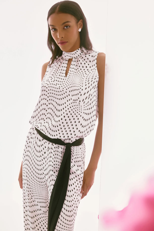 Joseph Ribkoff Signature | Satin Dot Print Sleeveless Top 251749