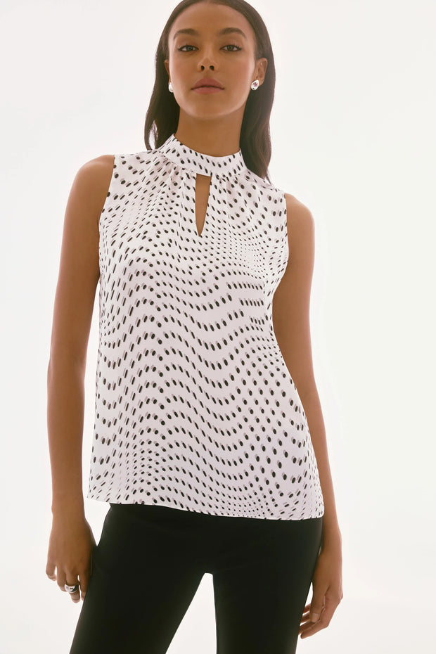Joseph Ribkoff Signature | Satin Dot Print Sleeveless Top 251749