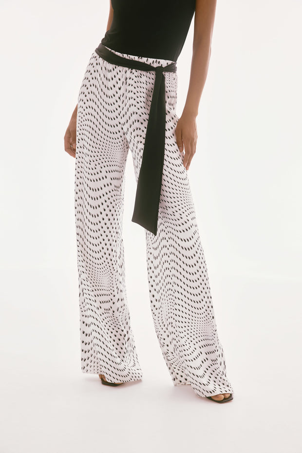 Joseph Ribkoff Signature | Satin Dot Print Belted Wide Leg Pants 251747