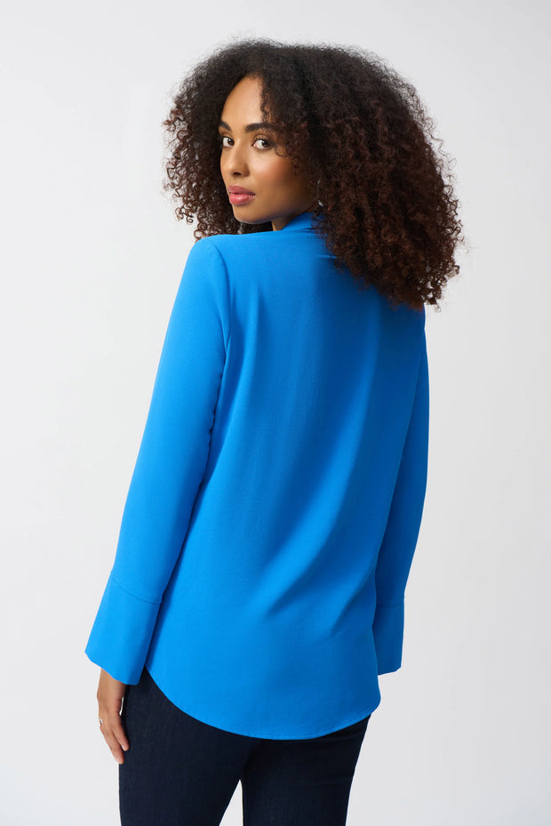 Joseph Ribkoff Eggshell Straight Top With Button Detail 251079 Coastal Blue
