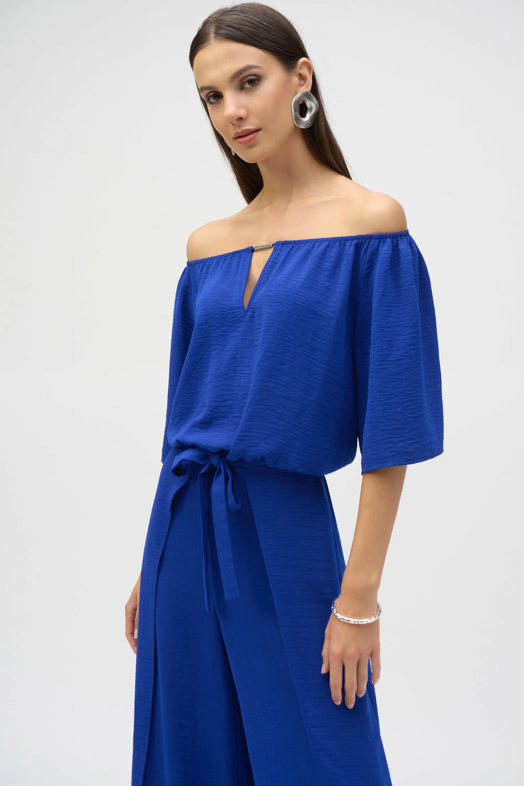 Joseph Ribkoff Gauze Off-Shoulder Culotte Jumpsuit 252170