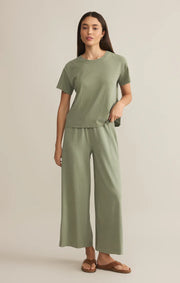 Z Supply Go Washed tee & Scout Jersey Flare Pant-Avocado