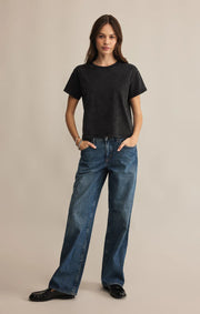 Z Supply Go Washed tee & Scout Jersey Flare Pant-Black