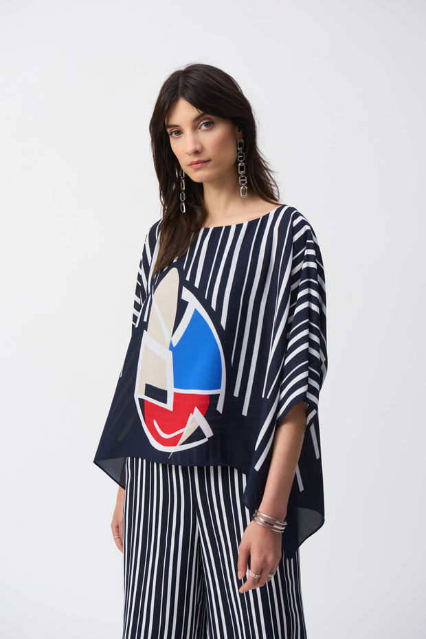 Joseph Ribkoff Georgette Abstract Print Poncho Top 251180