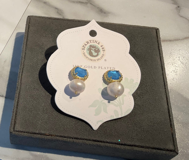 Spartina Karina pearl drop earrings blue 409768
