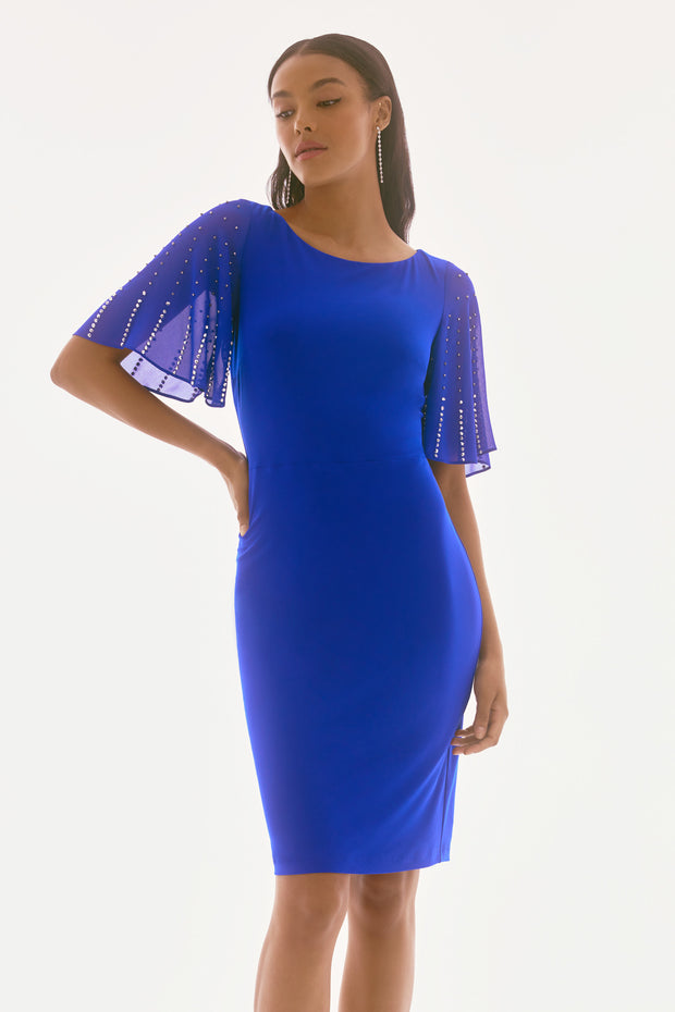 Joseph Ribkoff Signature | Silky Knit and Chiffon Sheath Dress 251721