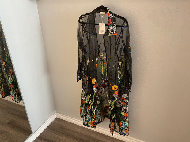 Ciello long sleeved floral duster T417BK