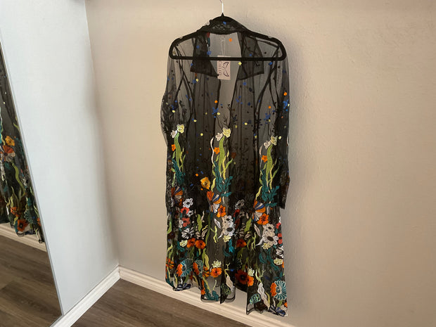 Ciello long sleeved floral duster T417BK