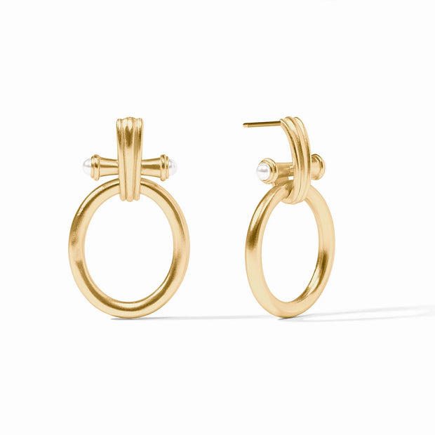 Julie Vos Bamboo Doorknocker Earring-Pearl ER966GPL00