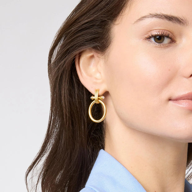 Julie Vos Bamboo Doorknocker Earring-Pearl ER966GPL00