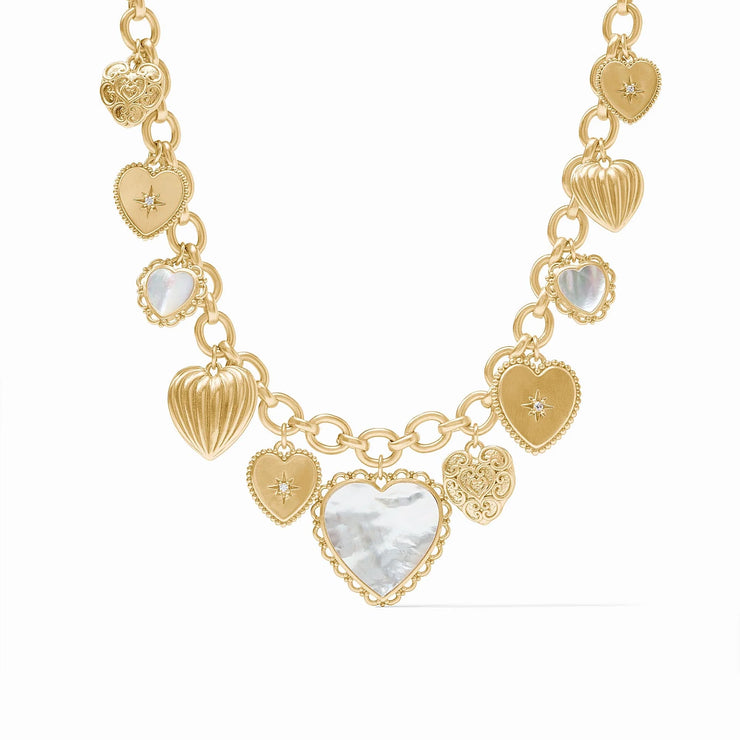 Julie Vos Heart Charm Necklace -Mother of Pearl