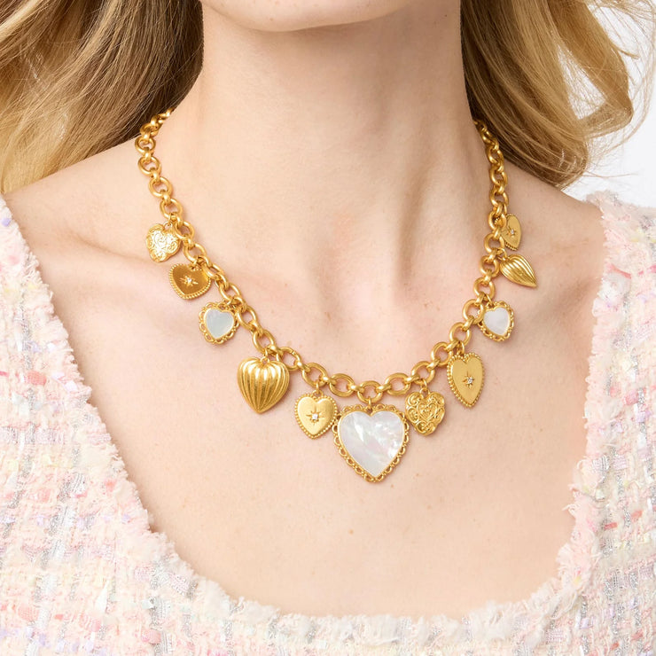 Julie Vos Heart Charm Necklace -Mother of Pearl