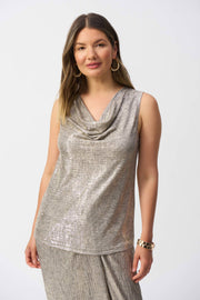 Joseph Ribkoff Foiled Melange Knit Sleeveless Top 251081