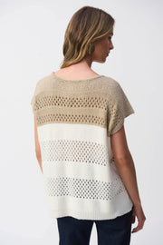 Joseph Ribkoff Color Block Metallic Sweater Knit Pullover 251927