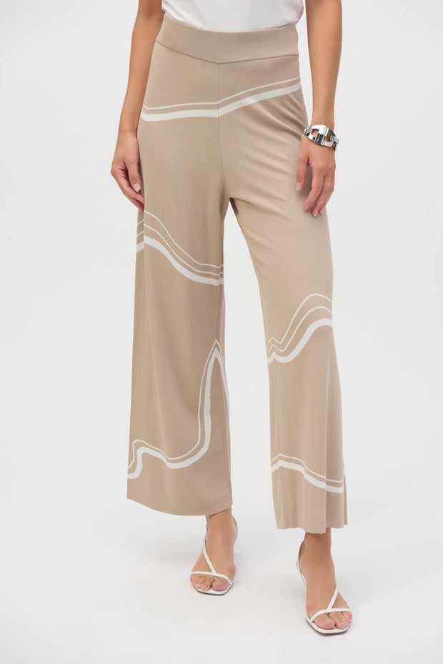 Abstract Jacquard Sweater Knit Culotte Pants 252931